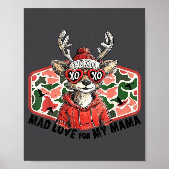 Affiche Mad Retro Love For My Mama Camo Deer Hunting Valen (Devant)