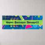 Affiche Mad Science Birthday Party Custom Banner<br><div class="desc">Mad Science Birthday Party Custom Banner. Customize with any text.</div>