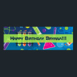 Affiche Mad Science Birthday Party Custom Banner<br><div class="desc">Mad Science Birthday Party Custom Banner. Customize with any text.</div>
