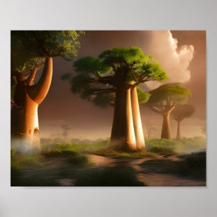 Affiche Madagascar Baobab Art de l'Imaginaire forestier