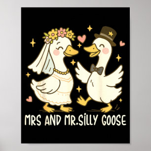 Affiche Madame et monsieur oie idiote fête de mariage drôl