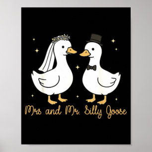 Affiche Madame et monsieur oie idiote fête de mariage drôl