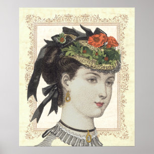 Affiche Madame vintage française Poppies de mode dans le