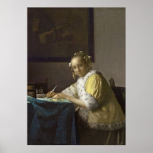 Affiche Madame Writing, C. 1665 (huile sur la toile)