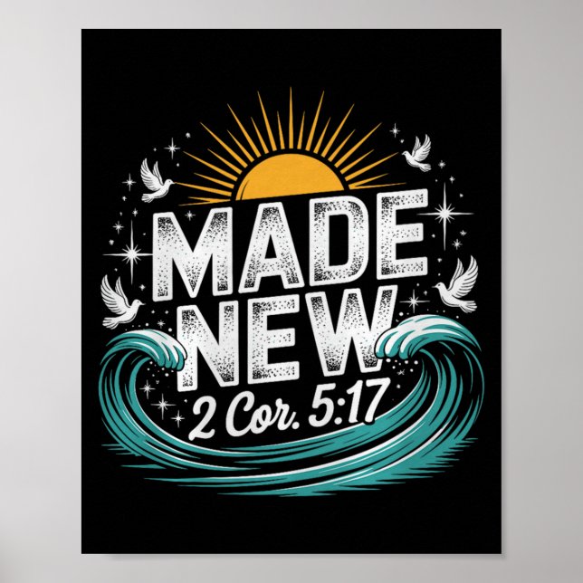 Affiche Made New Baptism Shirt Christian Shirts For Youth  (Devant)