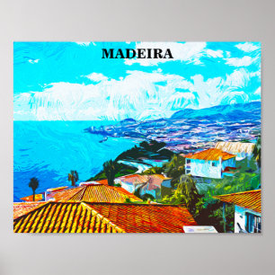 Affiche Madeira Portugal Panorama Illustration