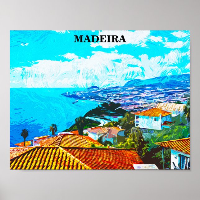 Affiche Madeira Portugal Panorama Illustration (Devant)