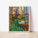 Affiche Madeleine Reading | Armand Guillaumin<br><div class="desc">Madeleine Guillaumin Lisant (1898) | Oeuvre originale du peintre et lithographe impressionniste français Armand Guillaumin (1841-1927). La pièce représente une jeune fille en robe verte et en arc de cheveux rouge assis à une table, lisant un livre. Utilisez les outils de conception pour ajouter du texte personnalisé ou personnaliser l'image....</div>