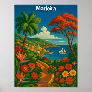 Affiche Madère Floral Vintage Art de Voyage Coloré