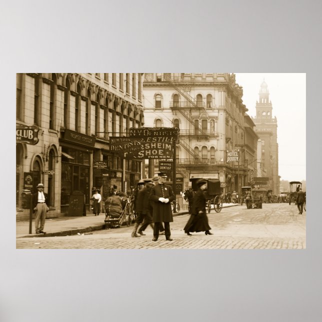 Affiche Madison Ave de Summit St, Toledo, OH début 1900 (Devant)