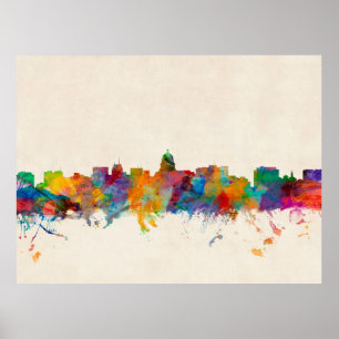 Affiche Madison Wisconsin Skyline Cityscape