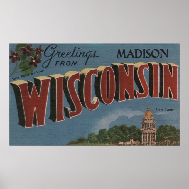 Affiche Madison, Wisconsin (State Capital/Flower) (Devant)