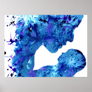 Affiche Madone bleue et enfant belle aquarelle