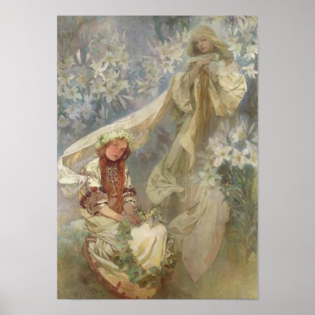 Affiche Madone des Lys par Alphonse Mucha (Devant)