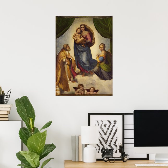Affiche Madone Sixtine par Raphaël (Bureau à domicile)