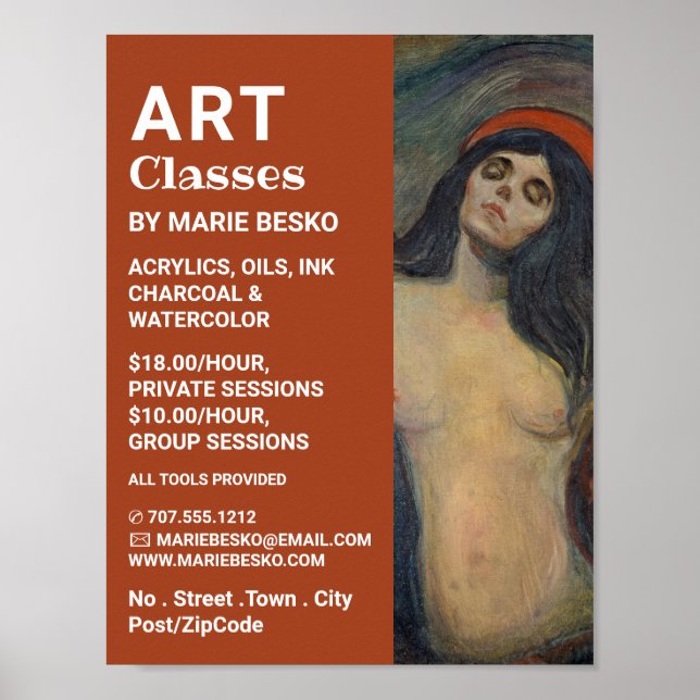 Affiche Madonna 1894 Version Par Edvard Munch, Cours D'Art (Devant)