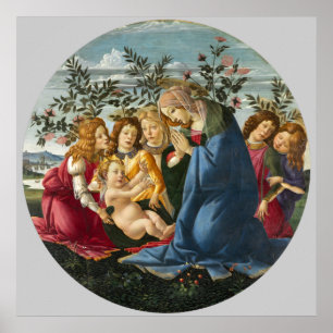 Affiche Madonna Adoring the Child avec 5 Anges Botticelli