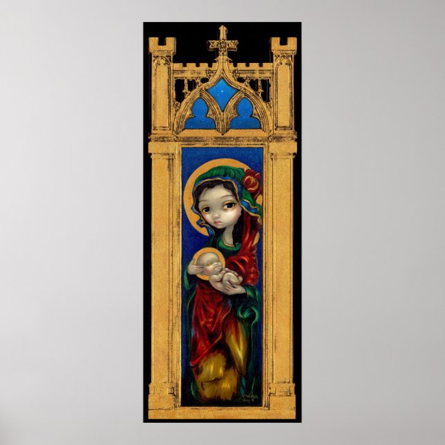 Affiche Madonna and Child at Night gothic Art Imprimer (Devant)