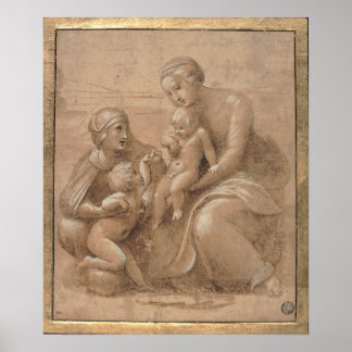 Affiche Madonna col bambino san giovannino e Sant Elisabet