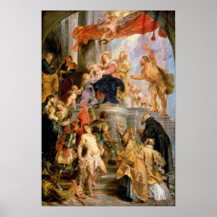 Affiche Madonna couronné avec l'enfant