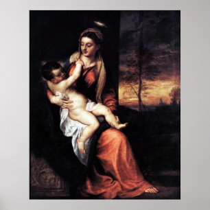 Affiche Madonna et l'enfant dans un paysage nocturne - Tit