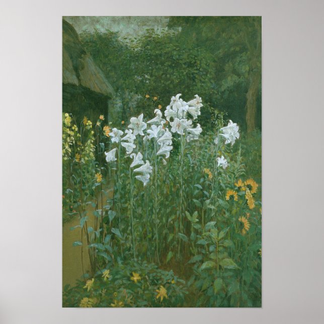 Affiche Madonna Lilies dans un jardin (Devant)