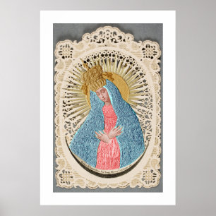 Affiche Madonna Reine du Ciel sur dentelle