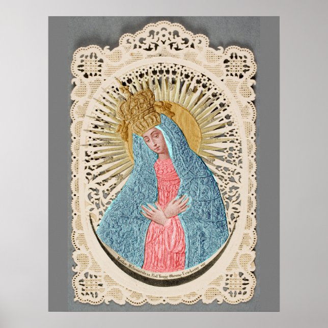 Affiche Madonna Reine du Ciel sur dentelle (Devant)
