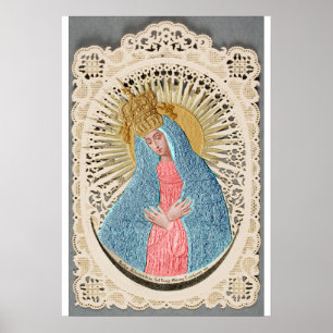 Affiche Madonna Reine du Ciel sur dentelle