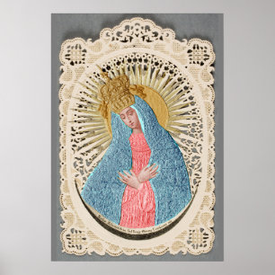 Affiche Madonna Reine du Ciel sur dentelle