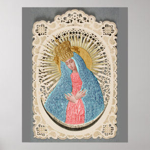 Affiche Madonna Reine du Ciel sur dentelle