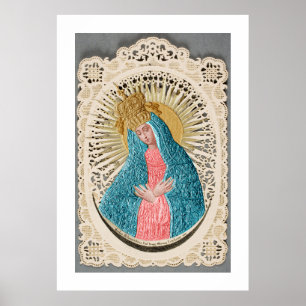 Affiche Madonna Reine du Ciel sur dentelle