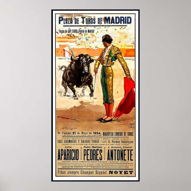 Affiche Madrid, Arène de tauromachie, Espagne, course de t (Devant)