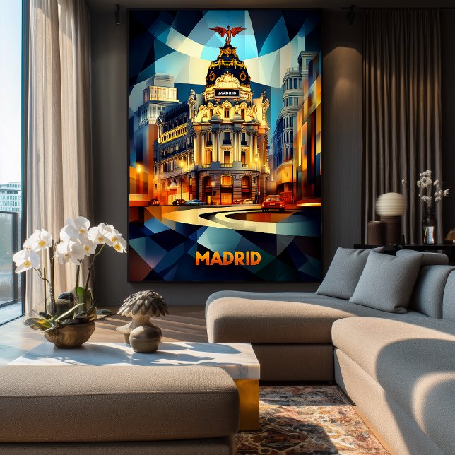 Affiche Madrid Cubist Elegance, Moderne Géométrique Citysc (Créateur téléchargé)