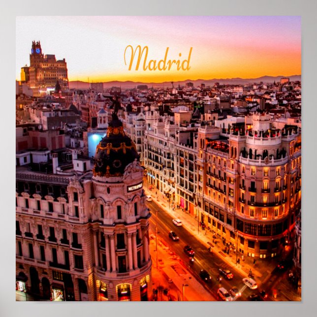 Affiche Madrid Espagne Capitol City Skyline (Devant)