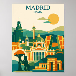 Affiche Madrid Espagne Ciel de la Ville - Minimaliste Retr