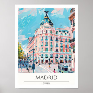 Affiche Madrid Espagne Illustration Artistique Voyage