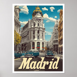 Affiche Madrid Espagne Illustration Vintage voyage