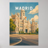 Madrid Espagne Illustration Voyage Art Vintage