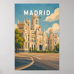 Affiche Madrid Espagne Illustration Voyage Art Vintage