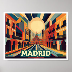 Affiche Madrid Espagne Voyage artistique coloré