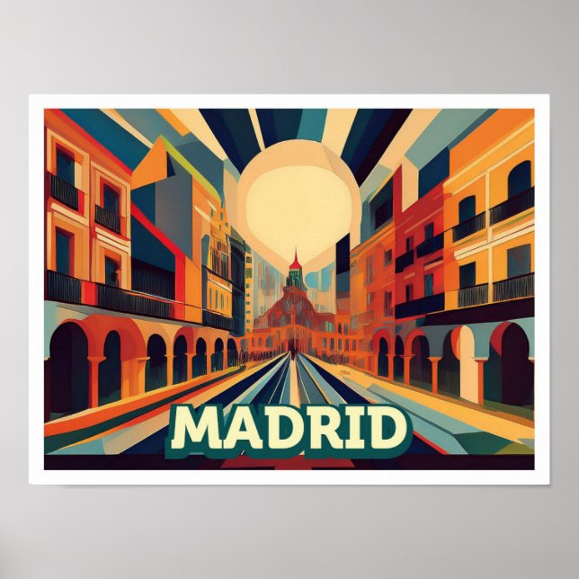 Affiche Madrid Espagne Voyage artistique coloré (Devant)