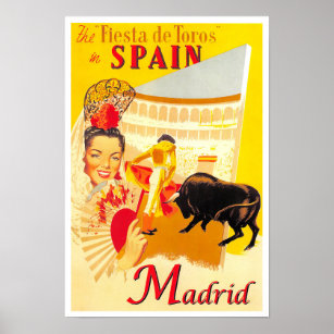 Affiche Madrid Espagne voyage millésime