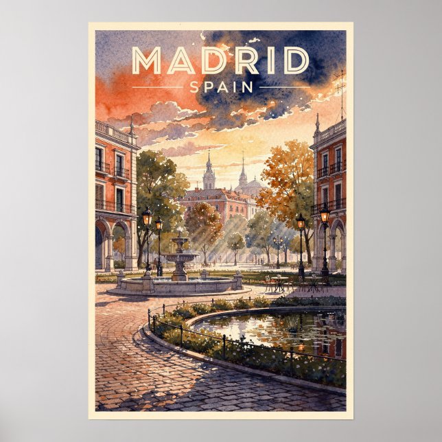 Affiche Madrid Espagne Voyage Rétro (Devant)