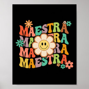 Affiche Maestra jolie fleur de marguerite professeur d'esp