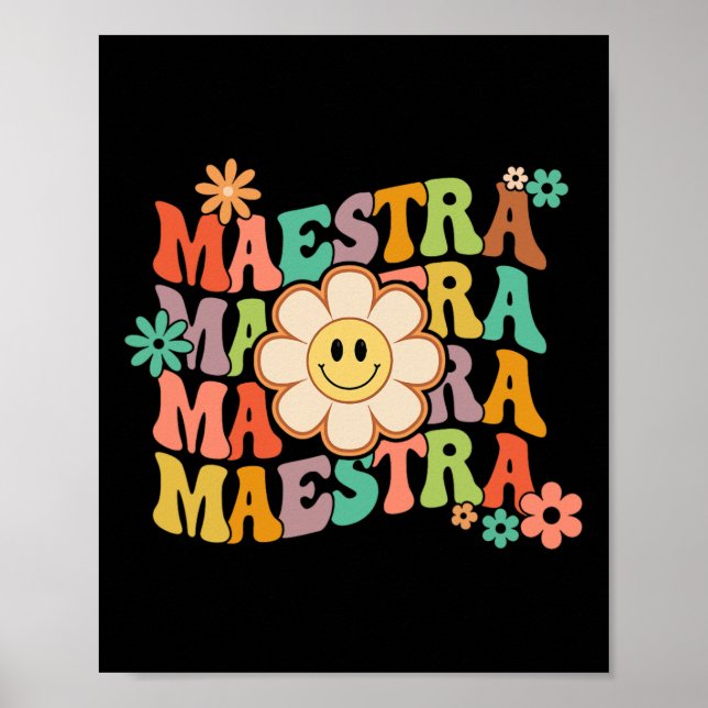 Affiche Maestra jolie fleur de marguerite professeur d'esp (Devant)