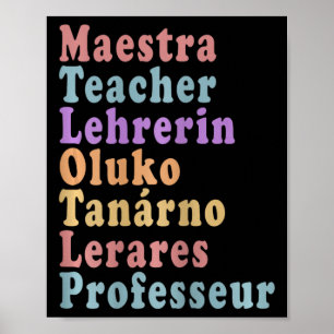 Affiche Maestra Teacher - Noms d'enseignants dans différen