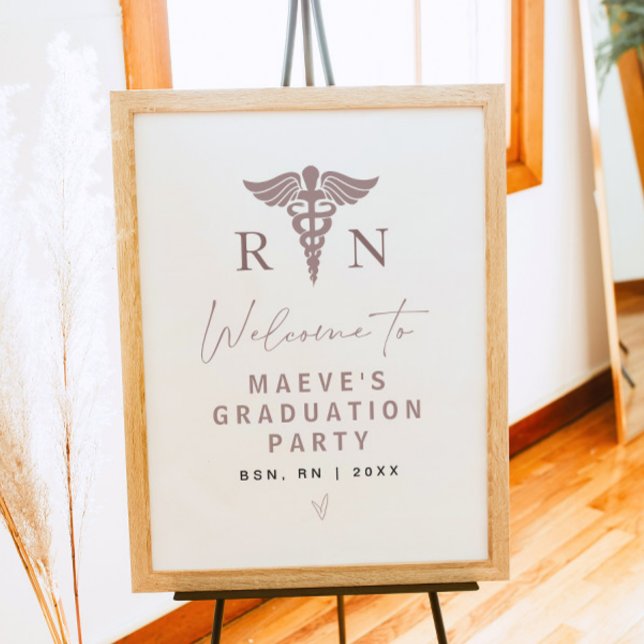 Affiche MAEVE Rose Gold Nurse Graduation Bienvenue (Créateur téléchargé)