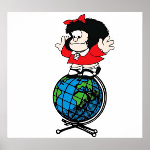 Affiche mafalda au-dessus du monde