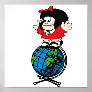 Affiche mafalda au-dessus du monde
